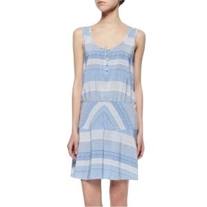 Veronica Beard 100% Silk Mixed Print Sleeveless Mini Dress - Blue White - Size 4